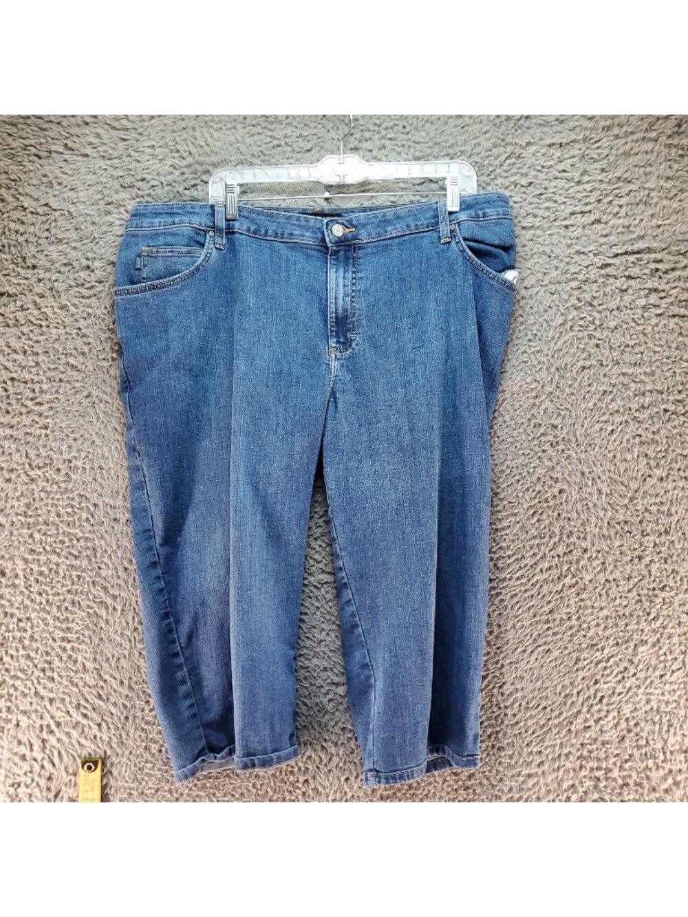 Lee Jeans Womens 20W Blue Relaxed Fit Stretch Denim Capri